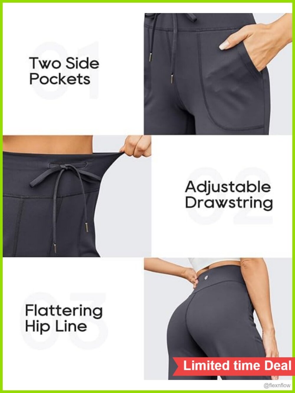 Wide Leg Yoga Sweatpants High Rise Drawstring Pockets - Picture 3 of 6